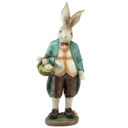 Floristik24 Cesto decorativo per uomo coniglietto con uova di Pasqua Figura decorativa H39 cm