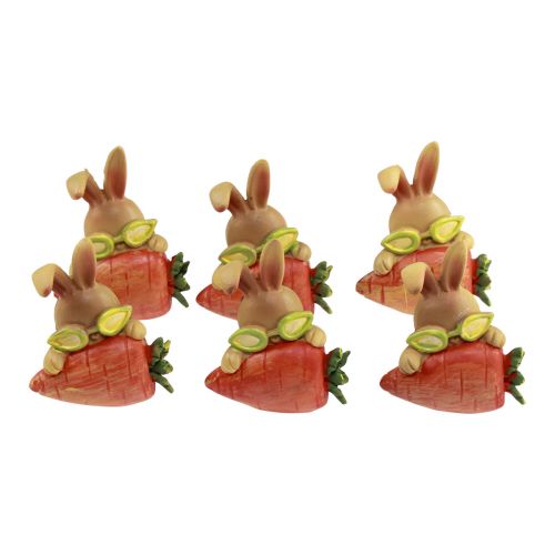 Prodotto Coniglietto decorativo con carota Figure decorative coniglietto pasquale H5,5 cm 6 pezzi