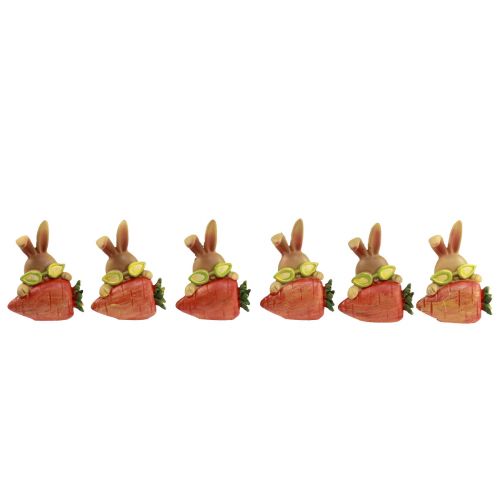 Prodotto Coniglietto decorativo con carota Figure decorative coniglietto pasquale H5,5 cm 6 pezzi