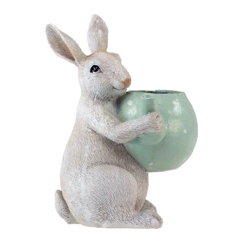 Floristik24 Coniglio decorativo con teiera figura decorativa decorazione da tavolo Pasqua H22,5 cm
