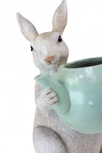 Floristik24 Coniglio decorativo con teiera figura decorativa decorazione da tavolo Pasqua H22,5 cm