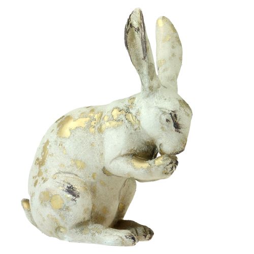 Prodotto Conigli decorativi seduti in piedi oro bianco H12,5x16,5 cm 2 pezzi