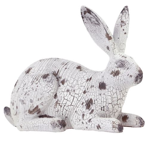 Prodotto Coniglietti decorativi bianchi aspetto legno vintage Pasqua H14,5/24,5 cm 2 pezzi
