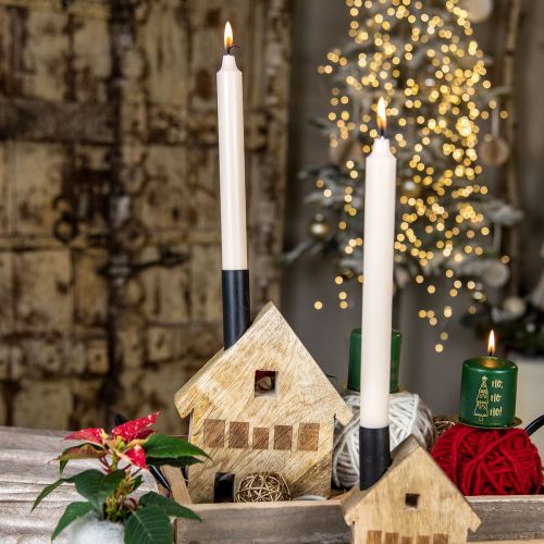 Prodotto Portacandele decorativo in legno con decorazione in legno nero 16,5 × 3,5 cm × 22 cm