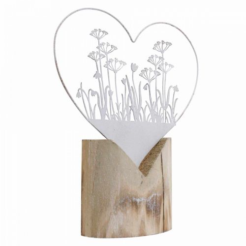 Floristik24 Cuore decorativo standee metallo legno bianco decorazione primavera H31cm