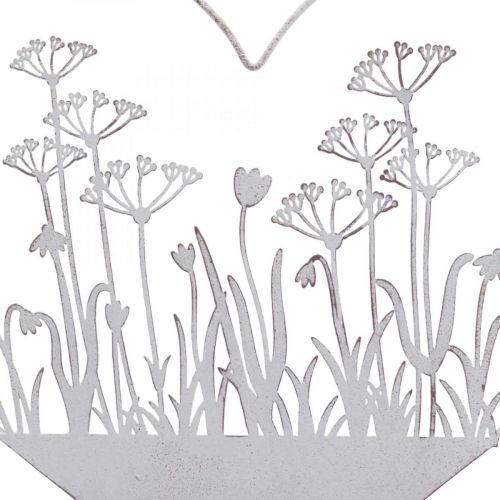Floristik24 Cuore decorativo standee metallo legno bianco decorazione primavera H31cm