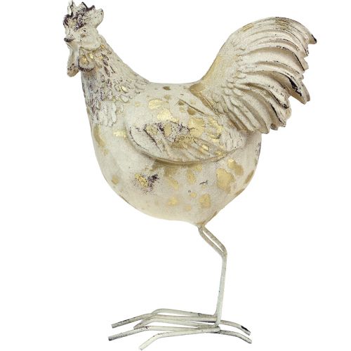 Floristik24 Galline decorative gallo gallina oro bianco vintage L13 cm 2 pezzi