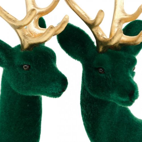 Prodotto Deco cervo verde e oro decorazioni natalizie figure di cervi 20 cm 2 pezzi