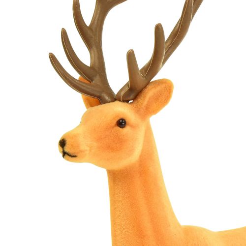 Prodotto Figura decorativa decorativa di cervo renna giallo marrone floccata 37 cm
