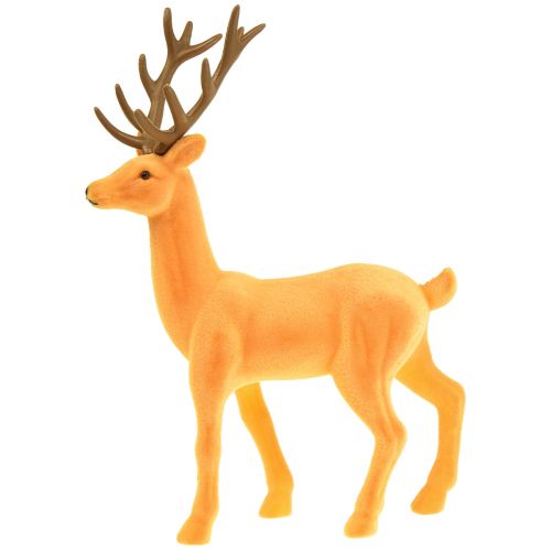 Prodotto Figura decorativa decorativa di cervo renna giallo marrone floccata 37 cm