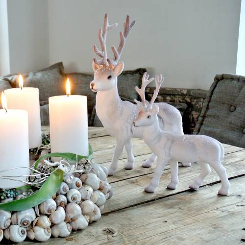 Prodotto Cervo decorativo floccato/nevicato 27,5 cm 2 pz