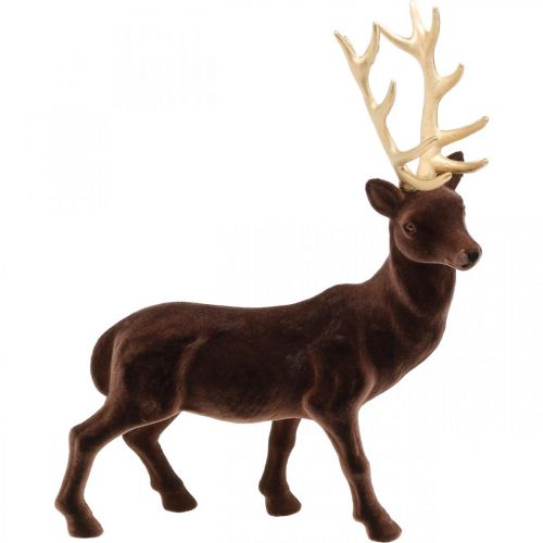 Deco cervo grande decorazione in oro marrone figura Natale 40cm