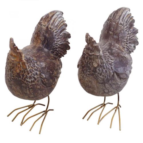 Floristik24 Deco polli figura decorativa figura da giardino pollo vintage H17cm 2 pezzi
