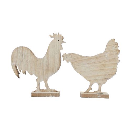 Pollo decorativo decorazione pasquale decorazione da tavolo in legno 14,5 cm set da 2