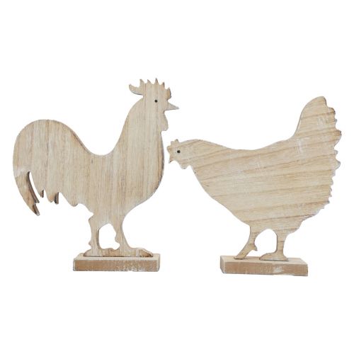 Floristik24 Decorazione decorativa per tavolo con pollo, decorazione pasquale in legno, vintage, 19 cm, set da 2