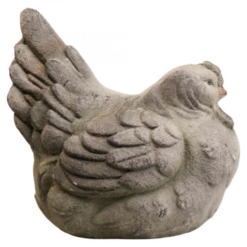 Deco pollo grande decorazione primaverile vintage in ceramica grigia 30 cm