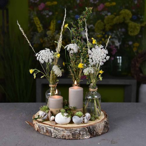 Prodotto Cesto decorativo con 3 bottiglie decorazione da tavola alghe naturali 22×11,5×14 cm