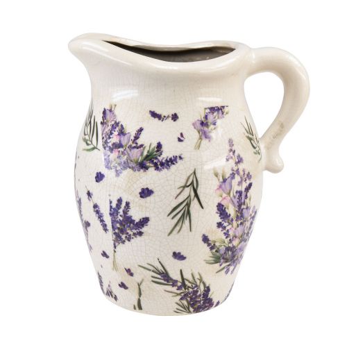 Prodotto Brocca decorativa in gres lavanda viola crema decorazione da tavolo H21 cm