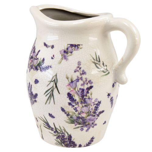 Floristik24 Brocca decorativa in gres lavanda viola crema decorazione da tavolo H21 cm
