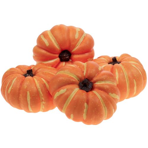Floristik24 Decorazione zucca di Halloween, decorazione autunnale tavolo arancione 12,5 cm H7 cm 4 pezzi