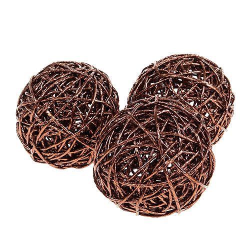 Floristik24 Sfera decorativa in filo di carta Ø12cm marrone 6 pezzi