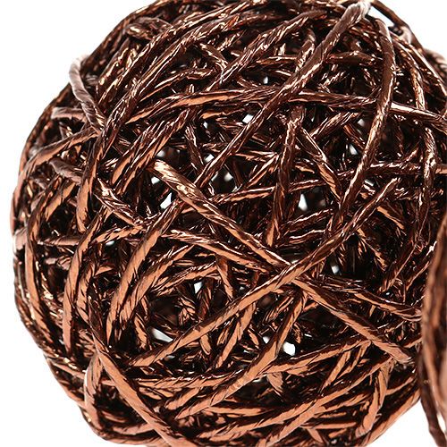 Floristik24 Sfera decorativa in filo di carta Ø12cm marrone 6 pezzi