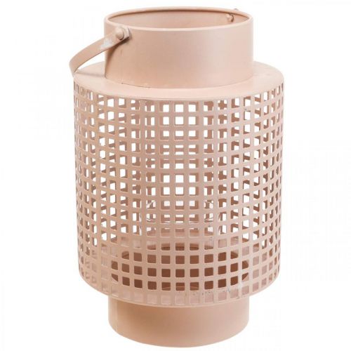 Lanterna decorativa lanterna in metallo rosa con manico Ø18cm H29cm