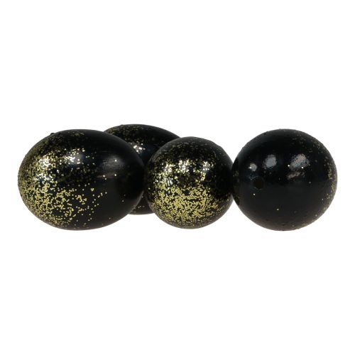 Prodotto Uova di Pasqua decorative vero uovo d&#39;oca nero con glitter dorati H7,5–8,5 cm 10 pezzi
