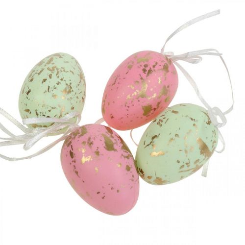 Floristik24 Deco Uova di Pasqua da appendere Decorazioni pasquali rosa/verde/oro 12 pezzi