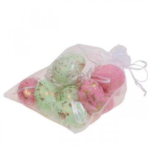 Floristik24 Deco Uova di Pasqua da appendere Decorazioni pasquali rosa/verde/oro 12 pezzi