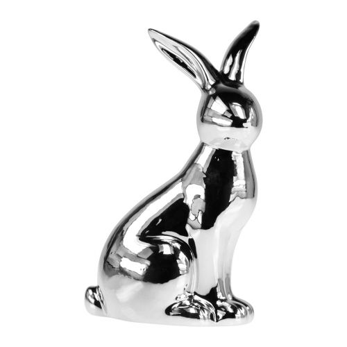 Coniglietto Pasquale Decorativo Coniglietto Decorativo in Ceramica Seduto Argento H23cm