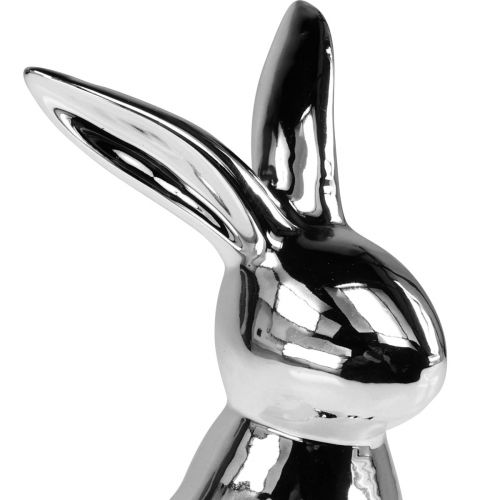 Floristik24 Coniglietto Pasquale Decorativo Coniglietto Decorativo in Ceramica Seduto Argento H23cm