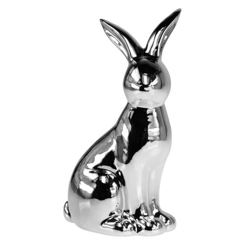 Floristik24 Coniglietto Pasquale Decorativo Coniglietto Decorativo in Ceramica Seduto Argento H23cm