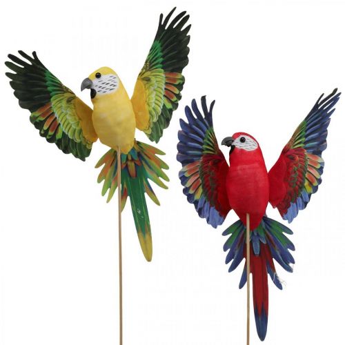 Uccello a spina di fiori, pappagallo decorativo rosso giallo 28×19 cm 2 pezzi