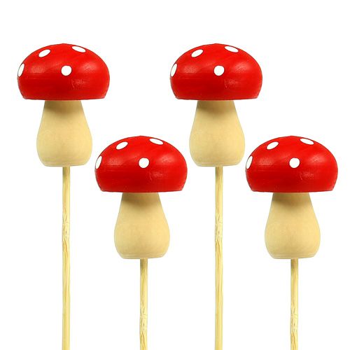 Spina fungo fungo decorativo rosso 3,5 cm L30 cm 12 pezzi