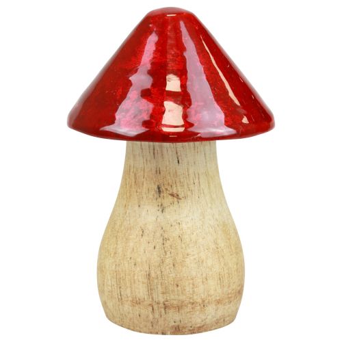 Prodotto Funghi decorativi Funghi in legno rosso lucido decorazione autunnale H6/8/10 cm set da 3
