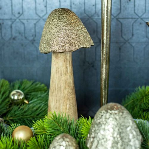 Floristik24 Fungo decorativo grande metallo legno dorato, natura decorativa figura autunno 32cm