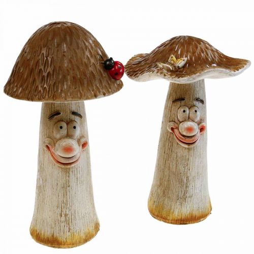 Floristik24 Funghi decorativi Decorazione autunnale funghi divertenti Ø15/12cm H22/25cm 2pz