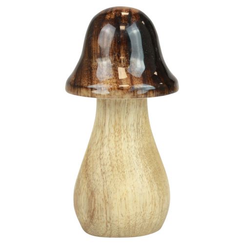 Prodotto Funghi decorativi Funghi in legno marrone effetto lucido decorazione autunnale H6/8/10cm