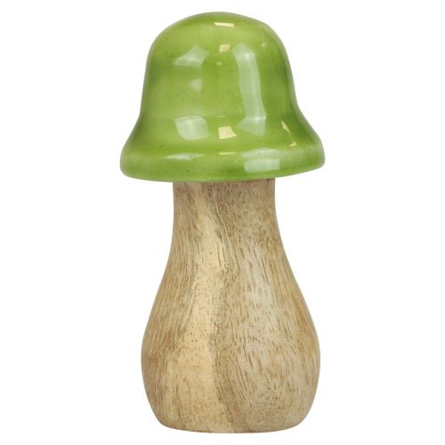 Prodotto Funghi decorativi in legno funghi in legno verde chiaro lucido H6/8/10 cm set da 3