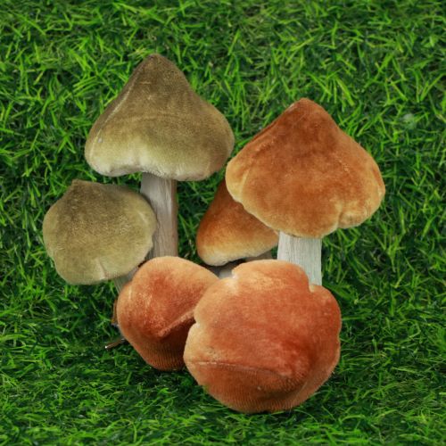 Prodotto Funghi decorativi con clip decorazione autunnale floccati assortiti 9 cm 3 pezzi