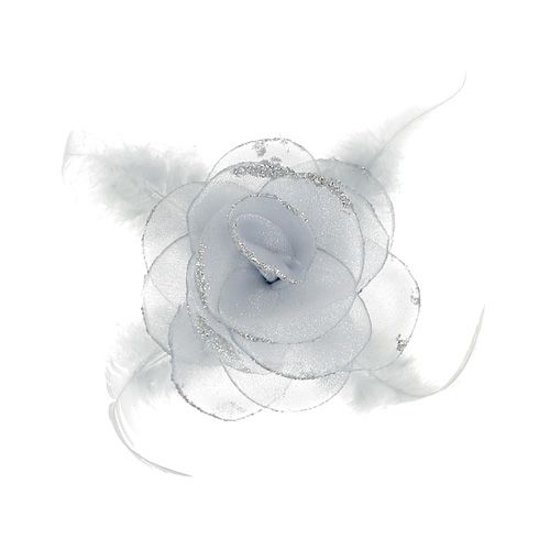 Floristik24 Rosa decorativa su clip Ø10cm argento 2 pezzi