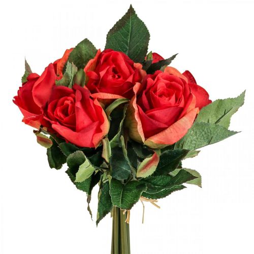 Floristik24 Bouquet di rose decorative fiori artificiali rose rosse H30cm 8 pezzi