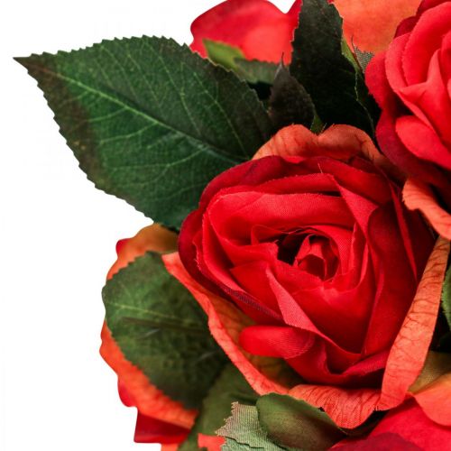 Bouquet di rose decorative fiori artificiali rose rosse H30cm 8 pezzi