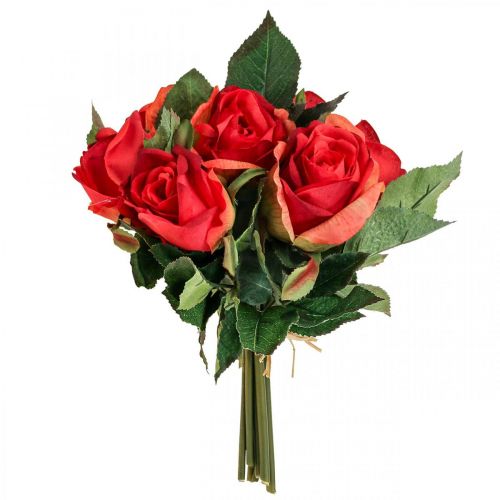 Floristik24 Bouquet di rose decorative fiori artificiali rose rosse H30cm 8 pz