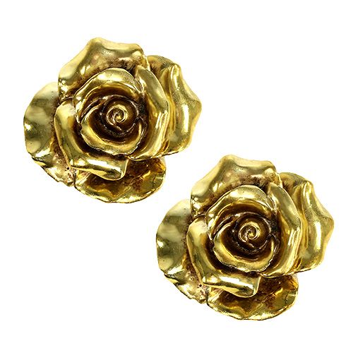 Floristik24 Rose decorative oro Ø8cm 6 pz