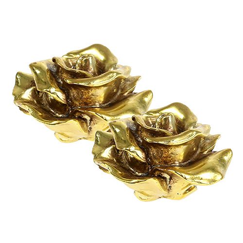 Floristik24 Rose decorative oro Ø8cm 6 pz