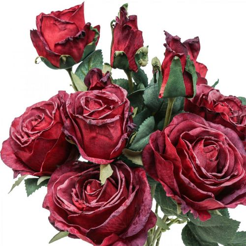 Rose decorative rose artificiali rosse fiori di seta 50 cm 3 pezzi