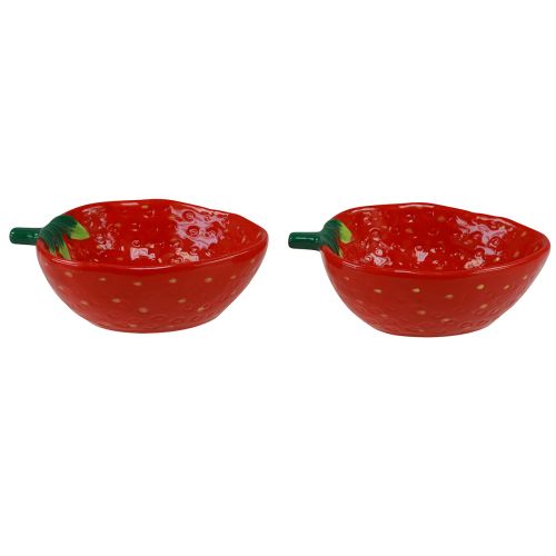 Floristik24 Ciotola decorativa fragola ciotola in ceramica rossa 12,5×15,5 cm 2 pz