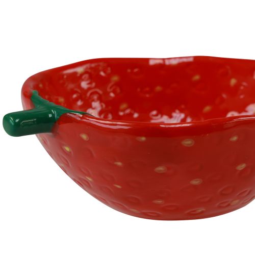 Floristik24 Ciotola decorativa fragola ciotola in ceramica rossa 12,5×15,5 cm 2 pz
